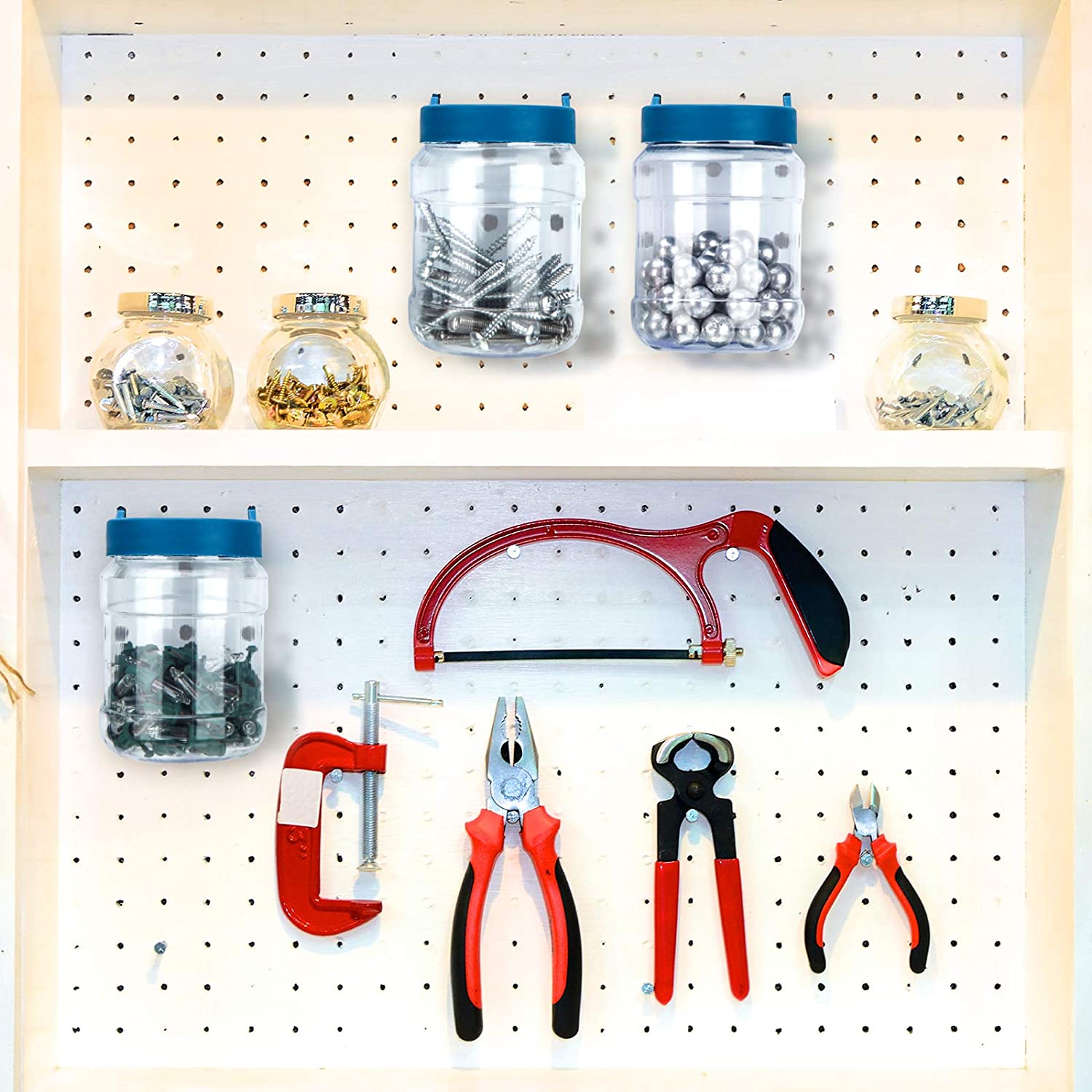 Pegboard Bins Peg Organizer Storage Jars (12 Piece) Make Community